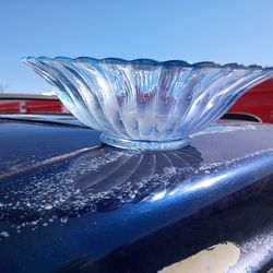 Blue tint glass dish