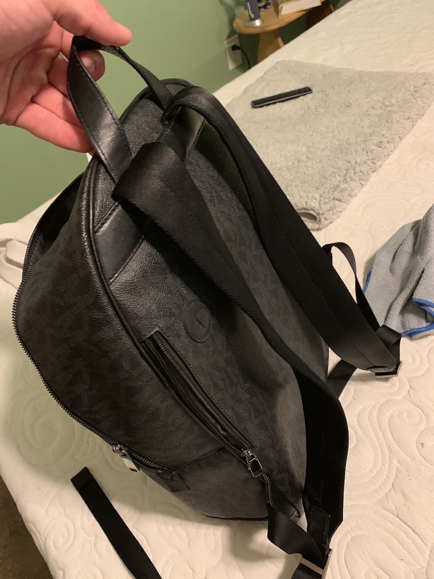 Michael Kors black leather backpack