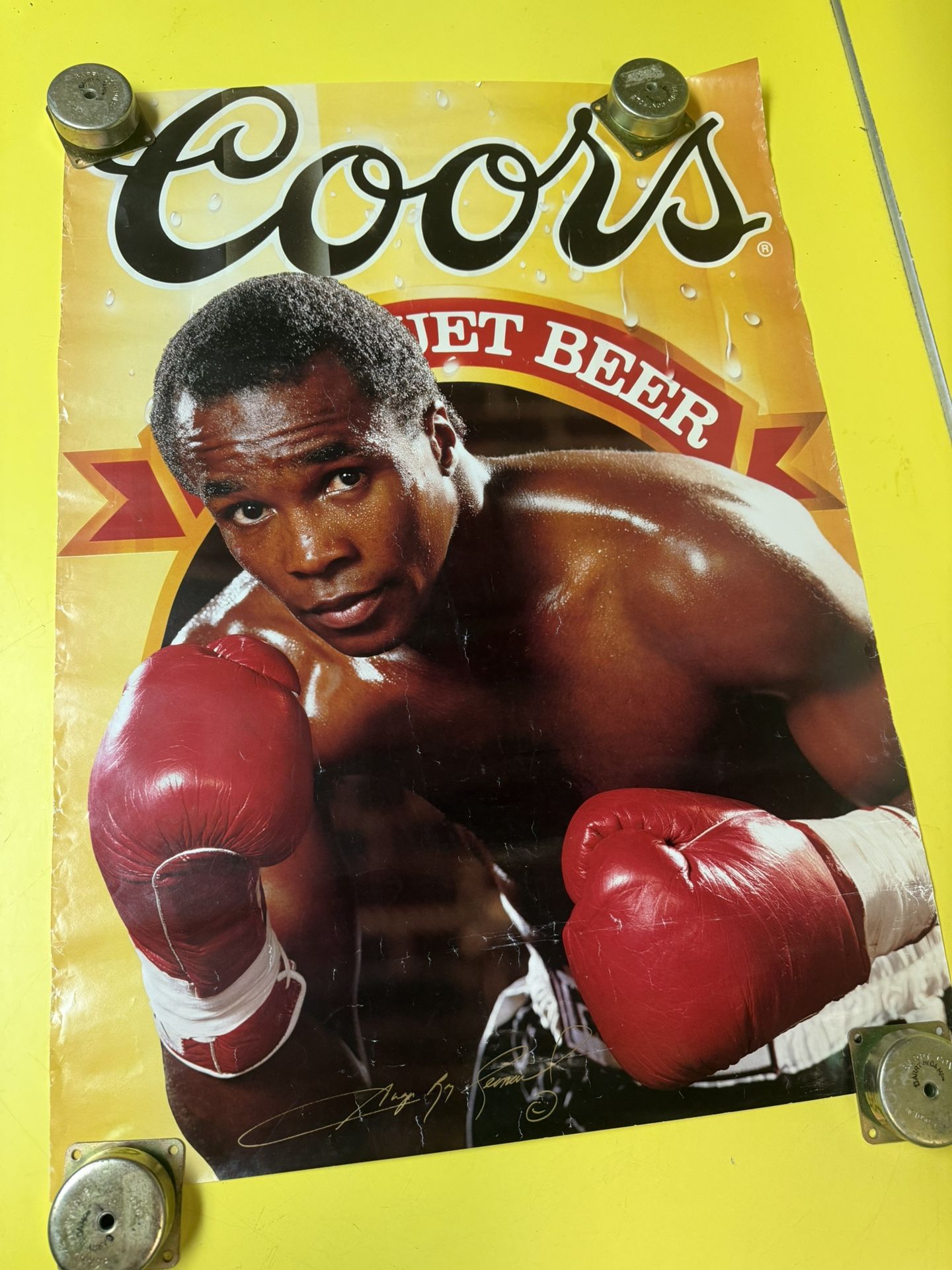 Vintage Sugar Ray Leonard Coors Beer Boxing Poster 1987