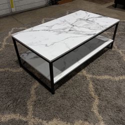 Modern Marble-Look Coffee Table – Clean, Sleek, Sturdy