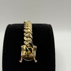 14mm Gold Over Silver Cuban Link Bracelet – Brand New