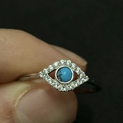 Sterling Silver Evil Eye Ring Size 7