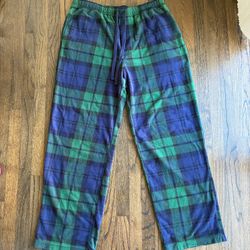 Croft and Barrow Brushed Fleece Pajama Pants Mens L Green Blue Plaid Loungewear