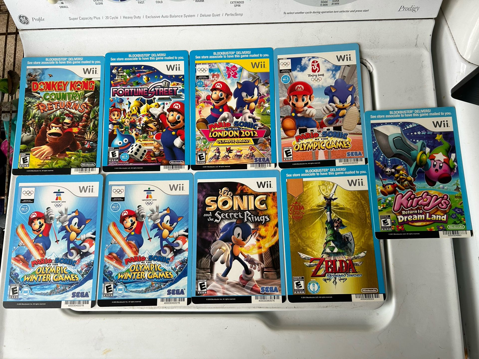 Nintendo Wii Mario Sonic Donkey Kong Kirby Zelda Blockbuster Backer Cards
