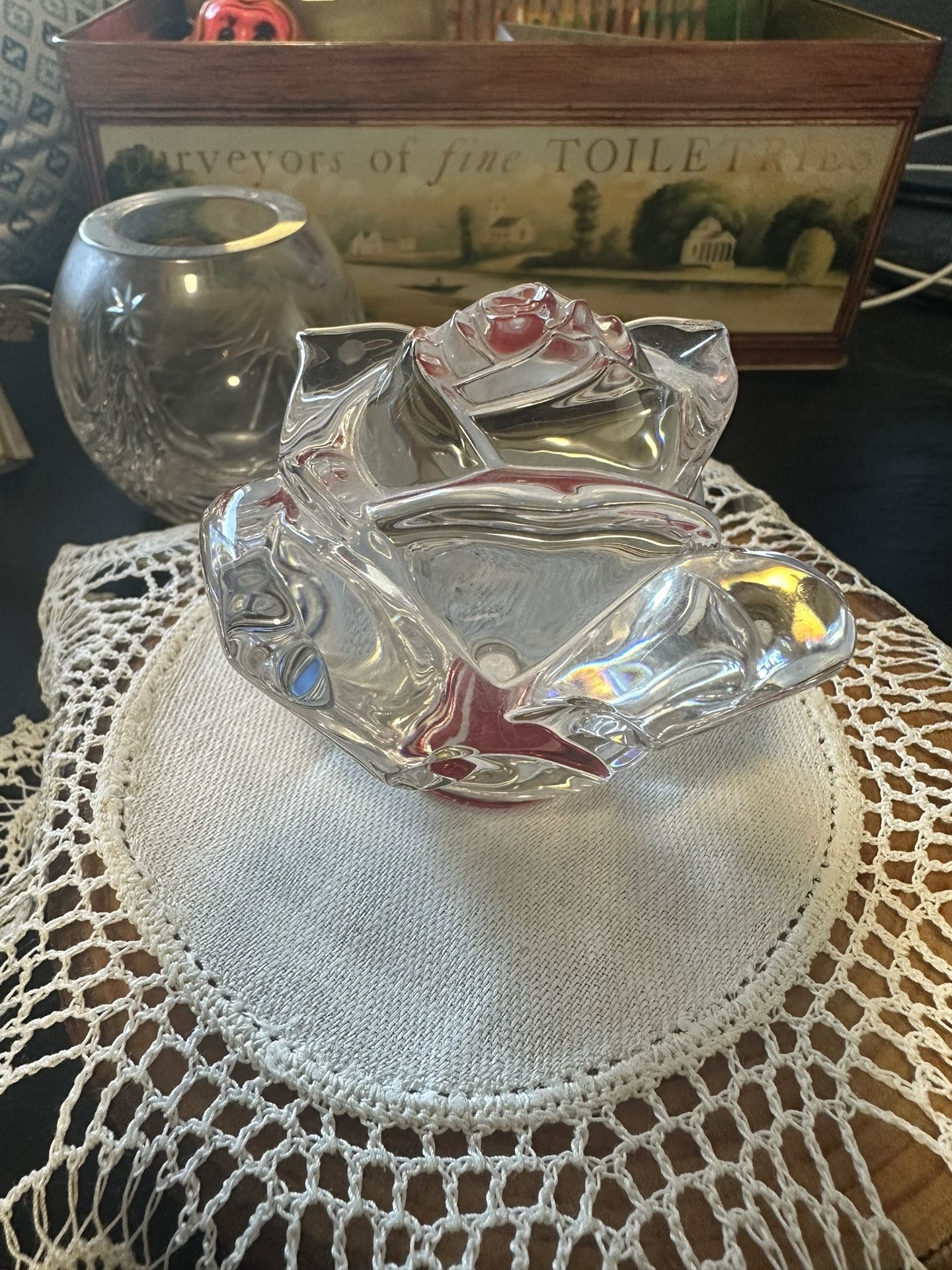 Waterford Ireland Crystal Red Rose Paperweight