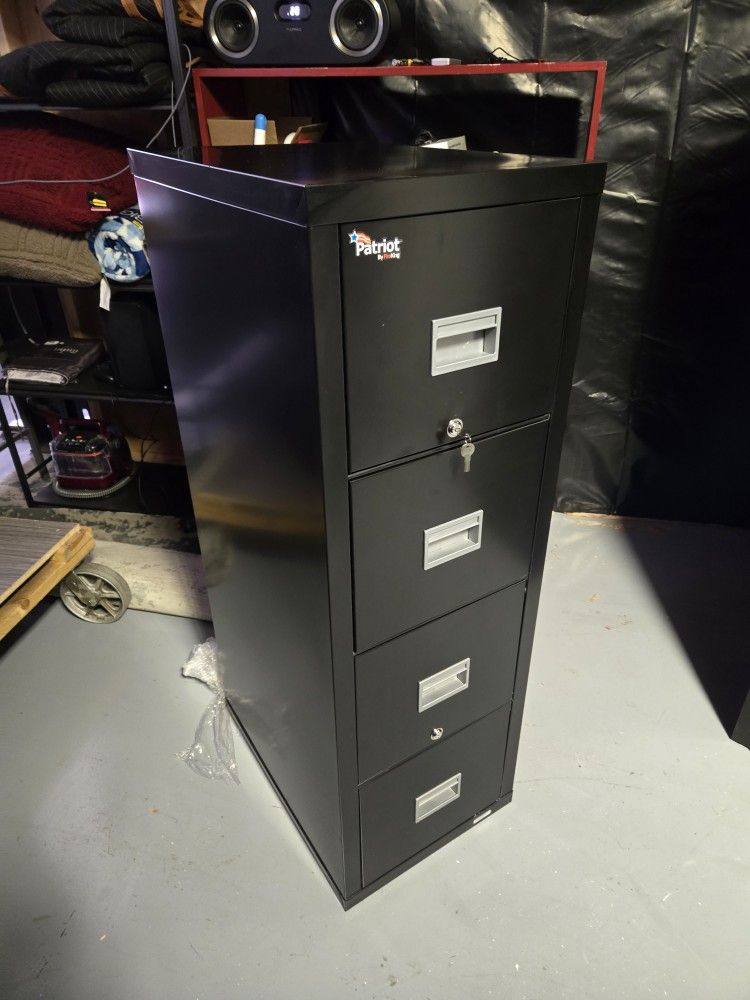 FireKing Locking, Fireproof File Cabinet, Black, Like New