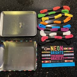 NEON Friendship Bracelets Making Kit: 9 Colored Yarns & Booklet For 5  Designs