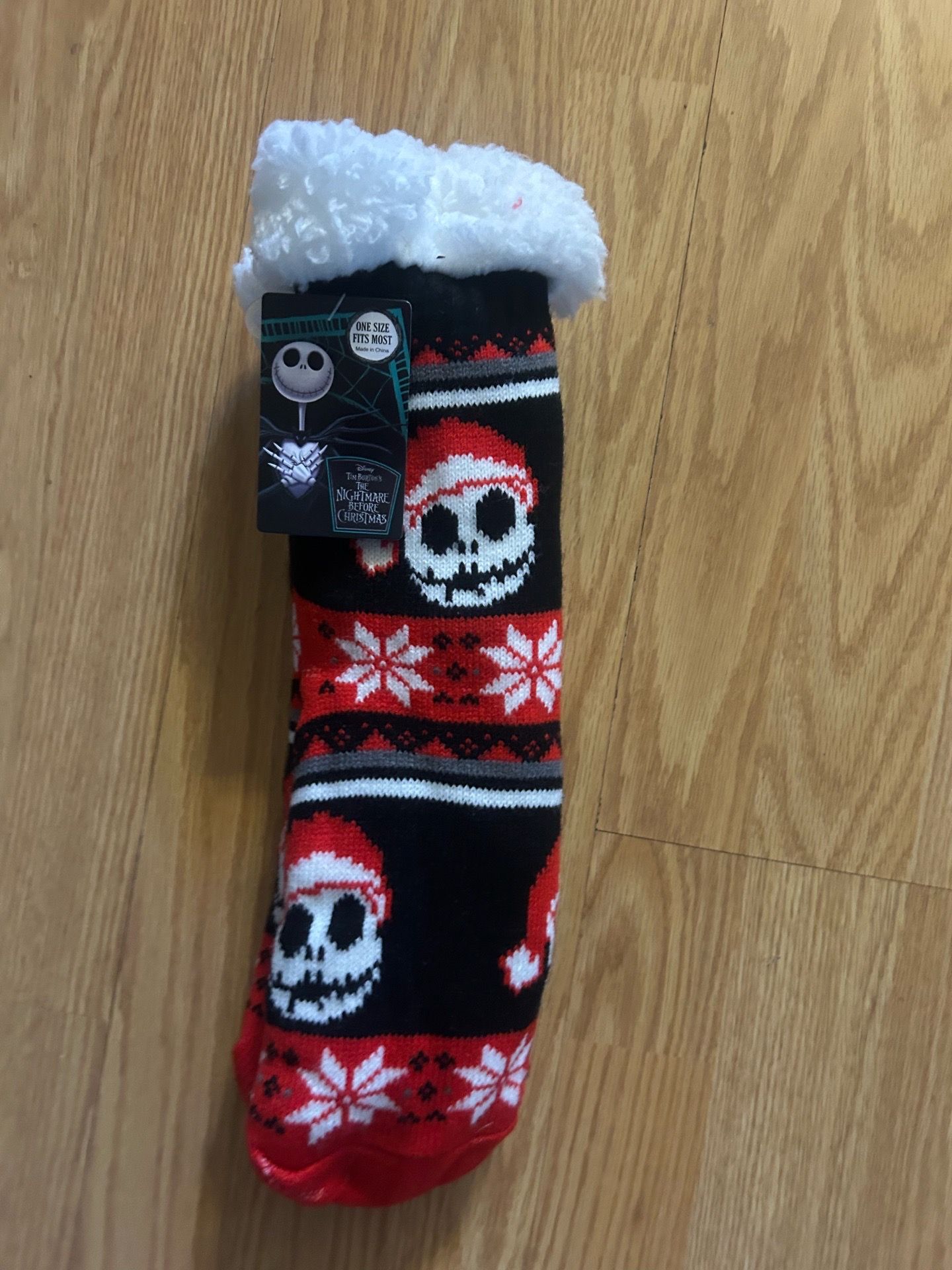 The Nightmare Before Christmas Jack Holiday Stripe Cozy Slipper Socks
