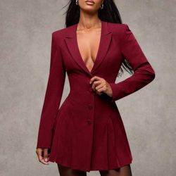 Burgundy Button Down Dress 