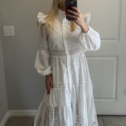 White Maxi Dress with long sleeves 