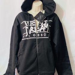 Versace Dream Logo Black Hoodie Size large New 