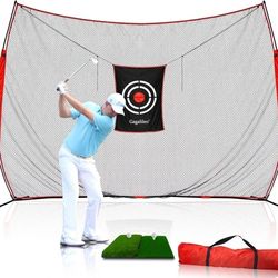 Golf Hitting Net with Target：Professional Heavy Duty Practice Net for Driver Swing Training Backyard Garage