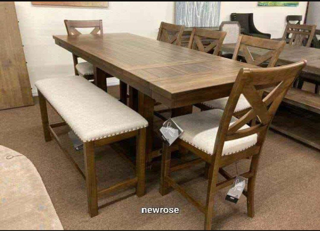 Brand New 🎊Ashley Counter Height Dining Table And 4 Barstools And Bench✅ Dining Room🚚 Fast Delivery