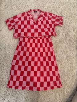 🩷❤️Dressed in Lala Red and Pink Checkered Outfit