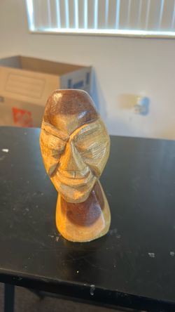 Hand Carved two tone wood figure Tiki African