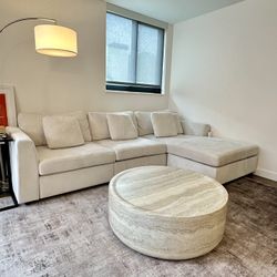 White Modern L Shape Sofa with Chaise - Great Condition