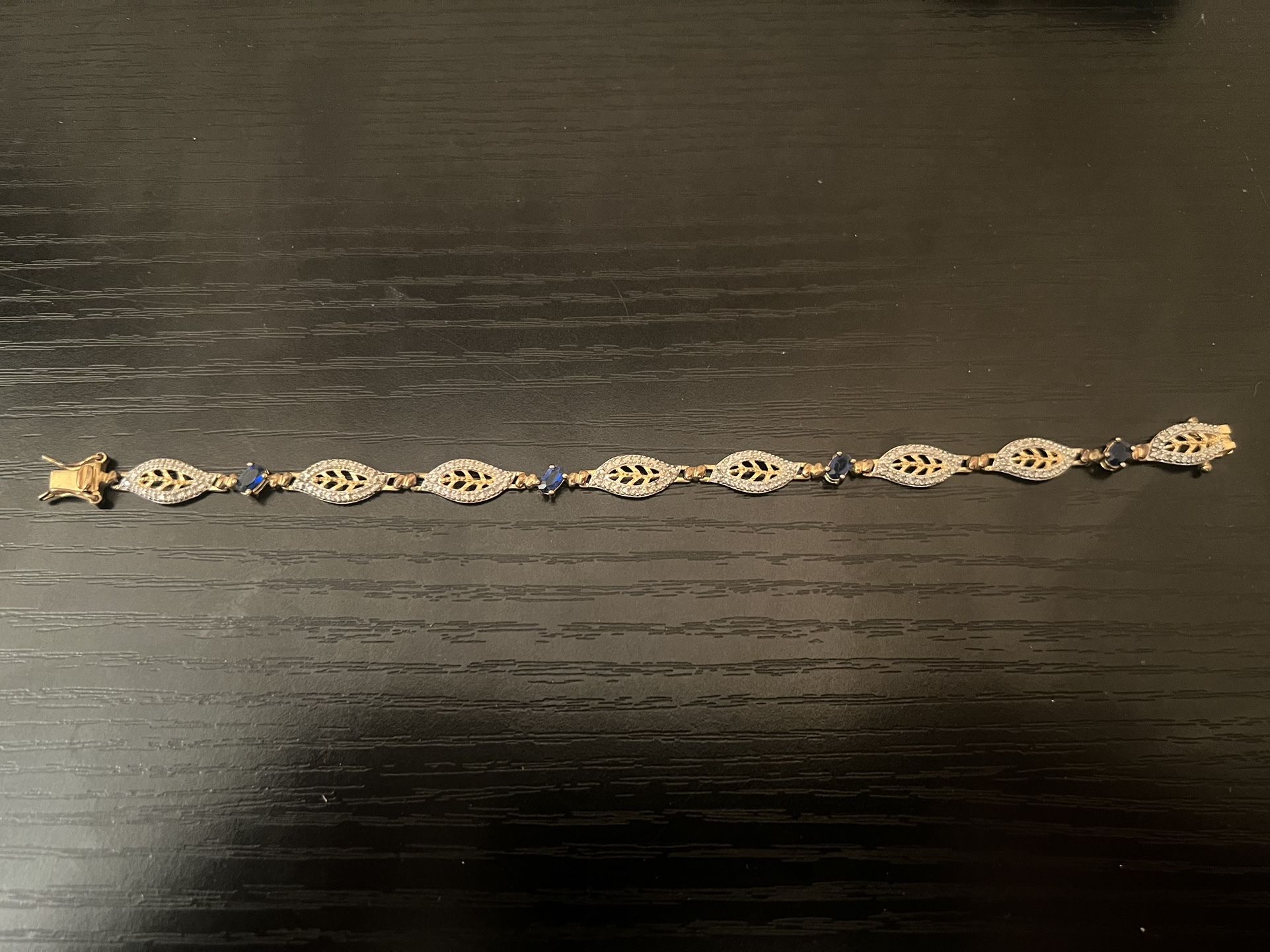 Vintage Bracelet 925 Silver Gold Plated w/ Saphires