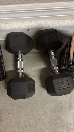 25 lb Rubber Hex Dumbbells Pair