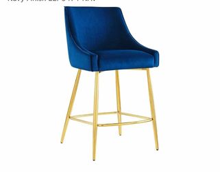 0257: New in box Modway Discern Performance Velvet Counter Stool with Navy Finish EEI-5474-NAV
