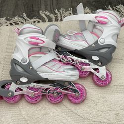 Kids Adjustable Light-Up Rollerblades – Size M (1-4)