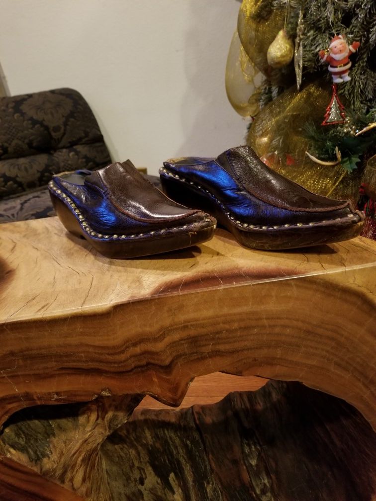 Rinaldi Womens Rich Brown Leather Clog Italy 41 US 10