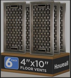 Howeall 4x10 Inches 5 Pack Heavy Duty Walkable Floor Register - Easy Adjust Air Supply Lever Decorative Floor Vent Covers, Boston Design Vent Covers f