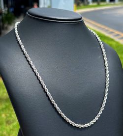 Jewelry 10k solid white gold Rope necklace chain 24.50" 4.00mm width