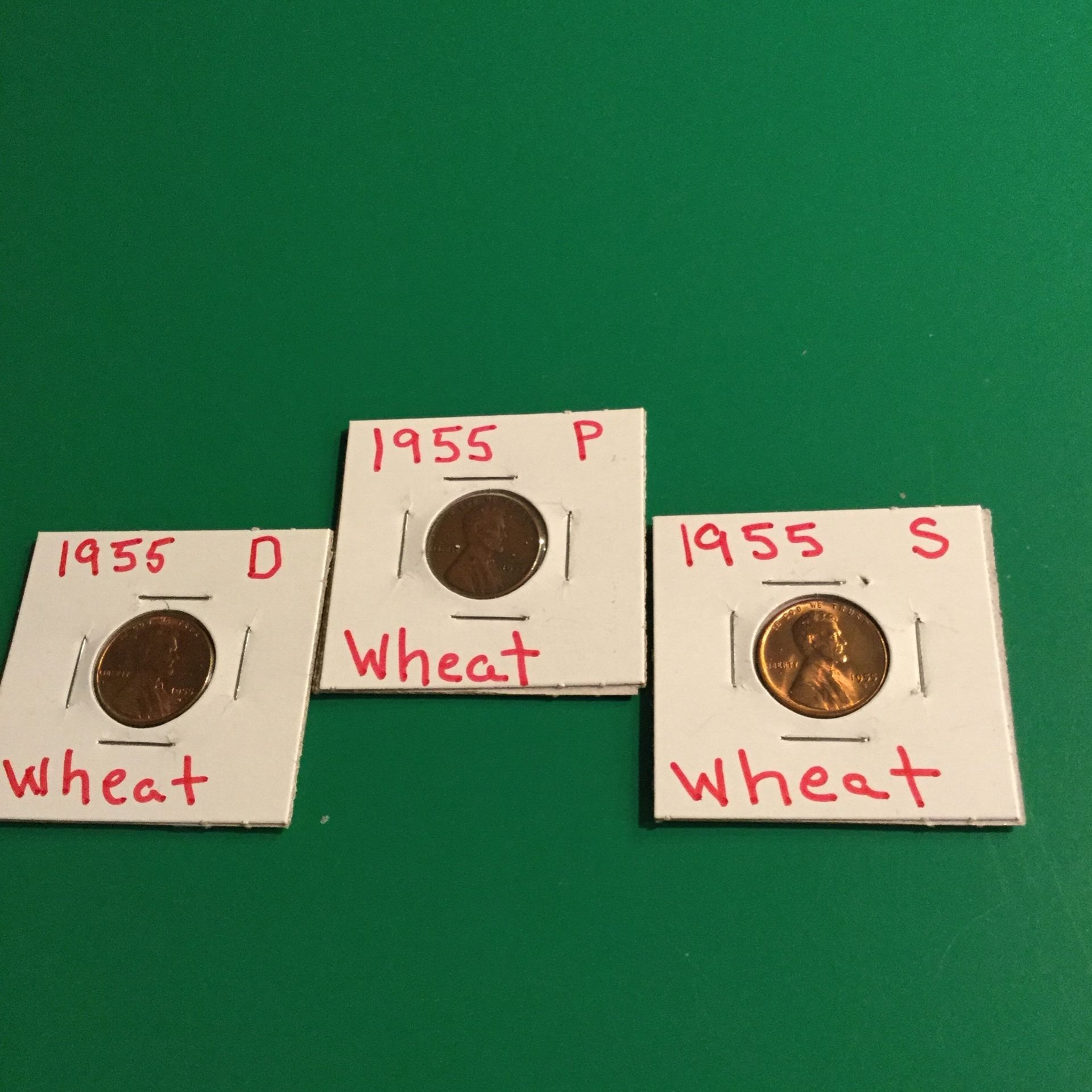 WHEATS IN GREAT CONDITION. 1955, ALL THREE MINTS.