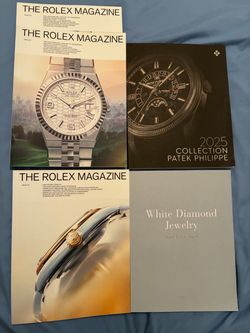Rolex magazine, Van Cleef catalog and Patek collection catalog