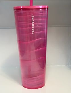 Starbucks Pink Plastic Cold Cup Tumbler with Straw