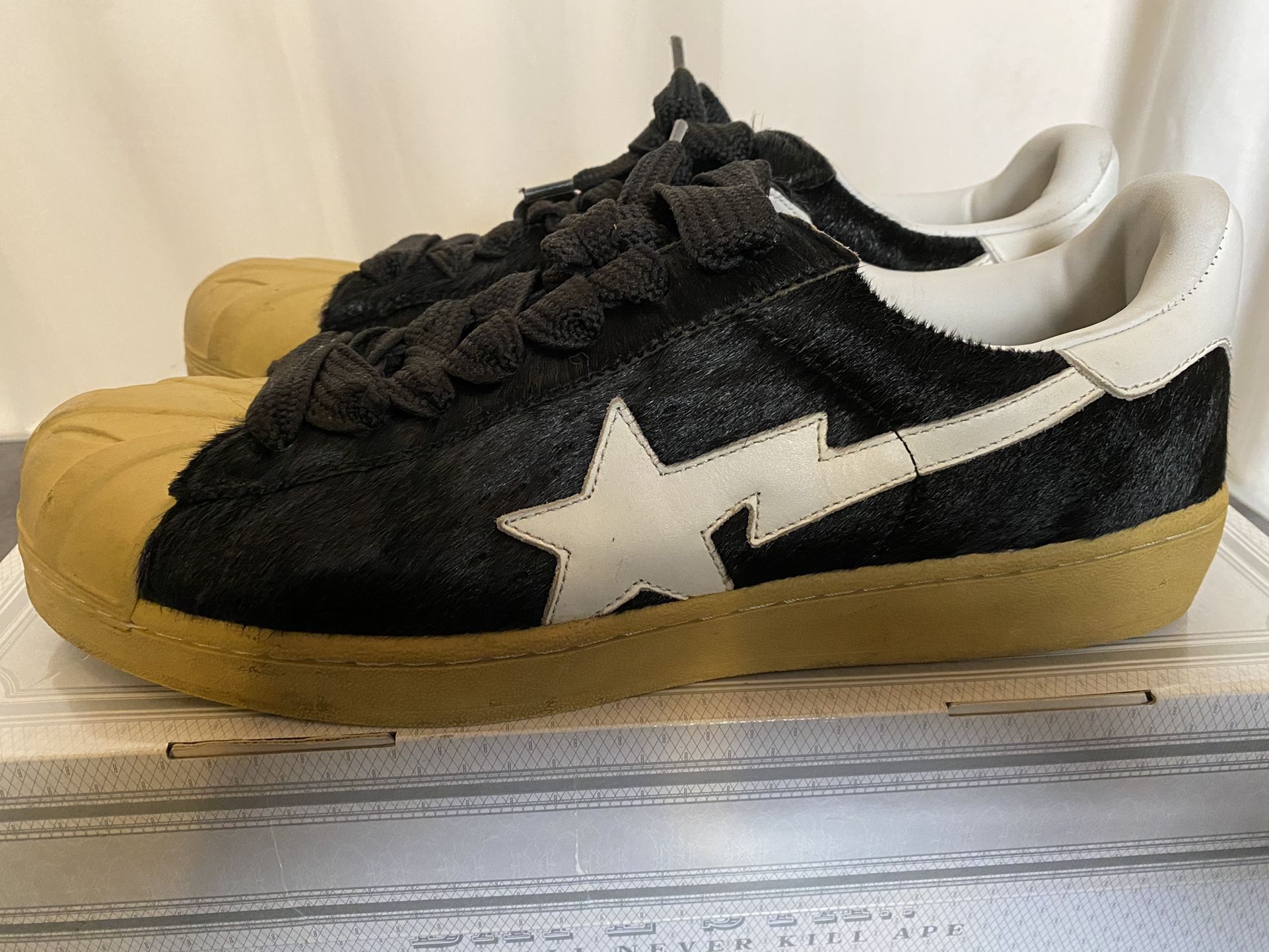 A Bathing Ape Bape Bapesta Skullsta classical size 13 “Cow Hide” Vintage Shoes