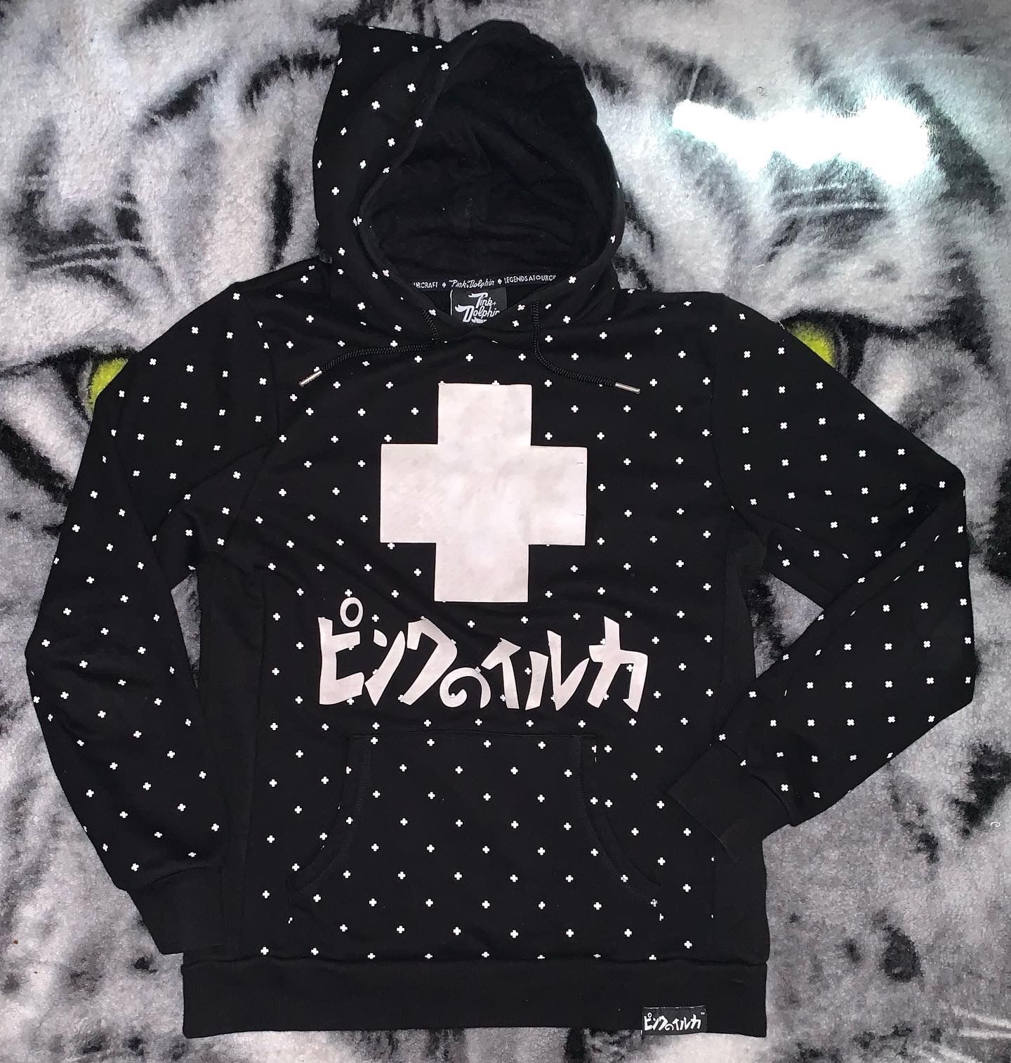 Rare Vintage Pink Dolphin All Over Print Hoodie Sz M