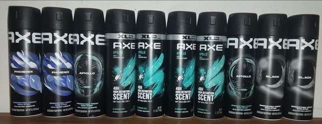 10 Axe Body Deodorant Bodyspray Black, Apollo, Phoenix 5.1 oz XL each