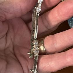 Vintage Sterling Silver And Crystal Bracelet 
