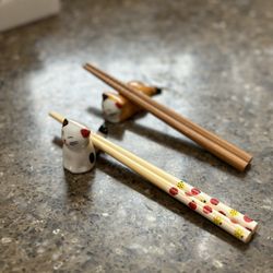 Chopstick Rest Ceramics ( set of 6 kittens)