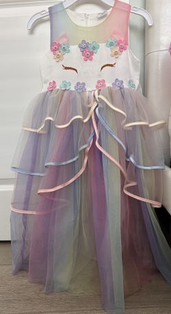 Unicorn dress Girls Costume 6 Years With Headband