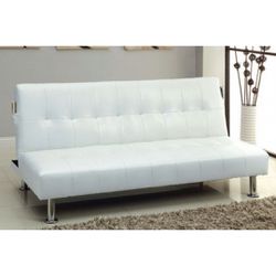 White Faux Leather Futon Sofa 