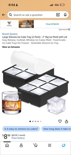 Large Silicone Ice Cube Trays with Lid 2-Pack