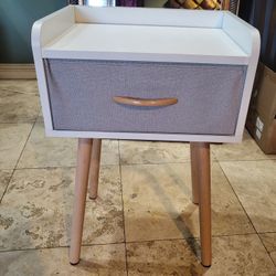 White With Gray Drawer End Table