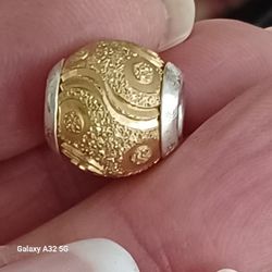 New- STERLING SILVER GOLD VERMEIL DIAMOND CUT CHARM