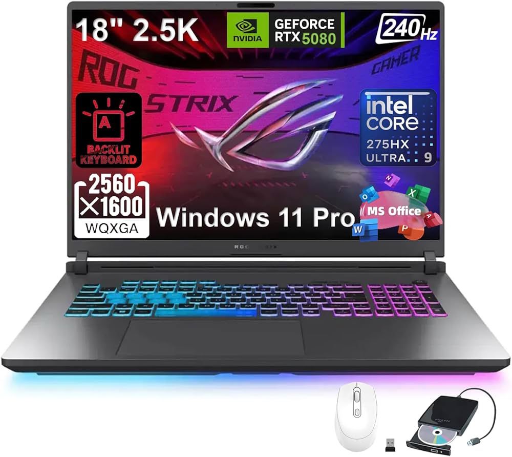 ASUS - ROG Strix G18 18" 2.5K 240Hz Gaming Laptop - Intel Core Ultra 9 HX - 32GB RAM - NVIDIA GeForce RTX 5080 - 2TB SSD - Eclipse Grey