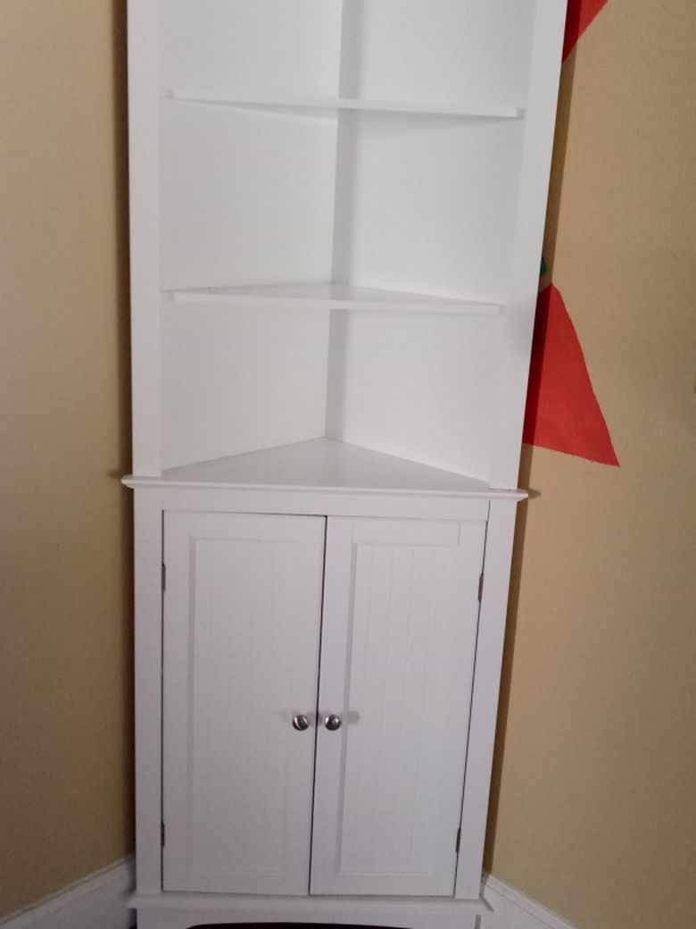 Corner Cabinet Shelf White In Perfect Condition, $120