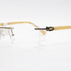 Myriad Eyewear ME00527 Beige Authentic Rimless Silver Luxury Eyewear W/case