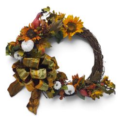 Large 23" Handmade Sunflower Fall Grapevine Wreath – Autumn Decor