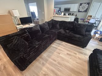 BRAND NEW Midnight Black Thick Corduroy 2 Piece Sectionals!