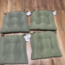 Set 4 Chair Cushions with Ties for Dining Room and Kitchen Chairs