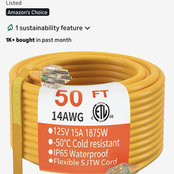 Snow blower extension cord