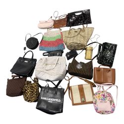 Vintage Lot Of 19 Woman’s Bags Mix Brand,Karl Lagerfeld,Zara,Sirgano,AK,Couture