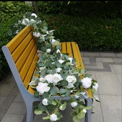 White Peonies With Eucalyptus Artificial Garland Artificial Greenery And Flowers For Wedding Party Event Decorating 