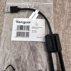 Targus USB type C/F to USB 3.0 A/M cable with Tether, with the model number ACC1104GLX.